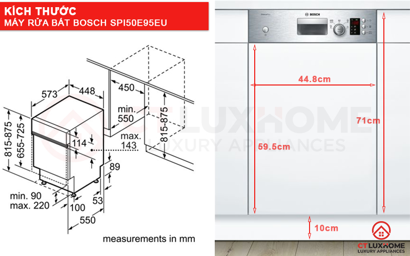 Kích thước máy và tấm ốp gỗ